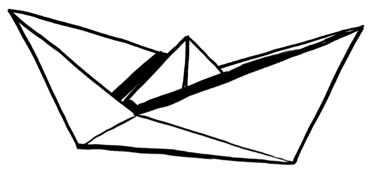 Illustration eines Faltbootes aus Papier